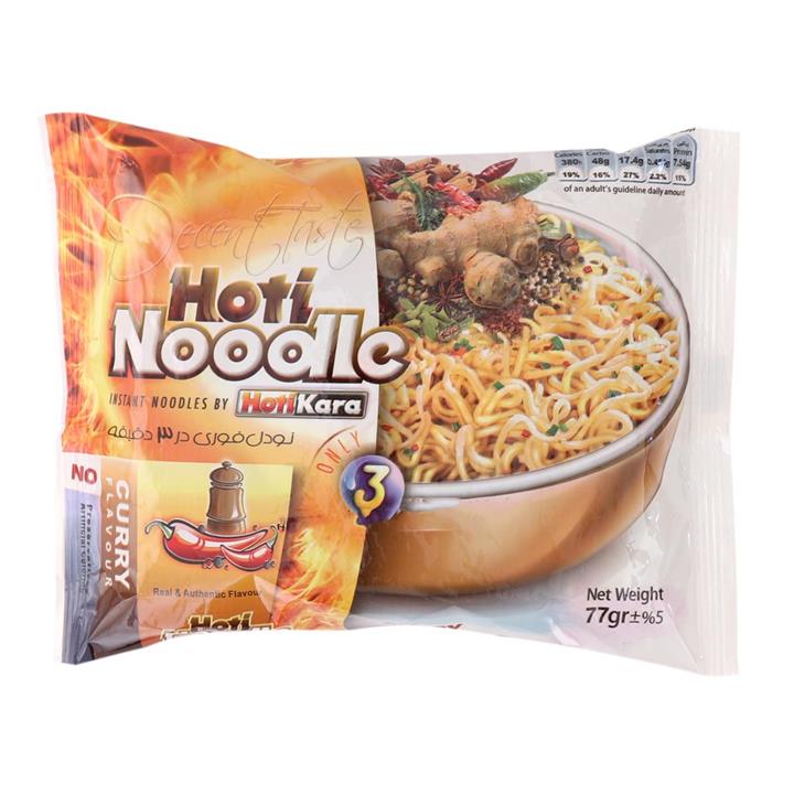 نودل گلستان هاتی کارا با چاشنی کاری 77 گرم Hoti Kara Hoti Noodle Curry Flavour 77gr 4 Pack With 1 Gif Pack